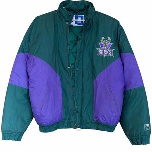 LOGO 7 Milwaukee Bucks Green and Purple Puffer Jacket